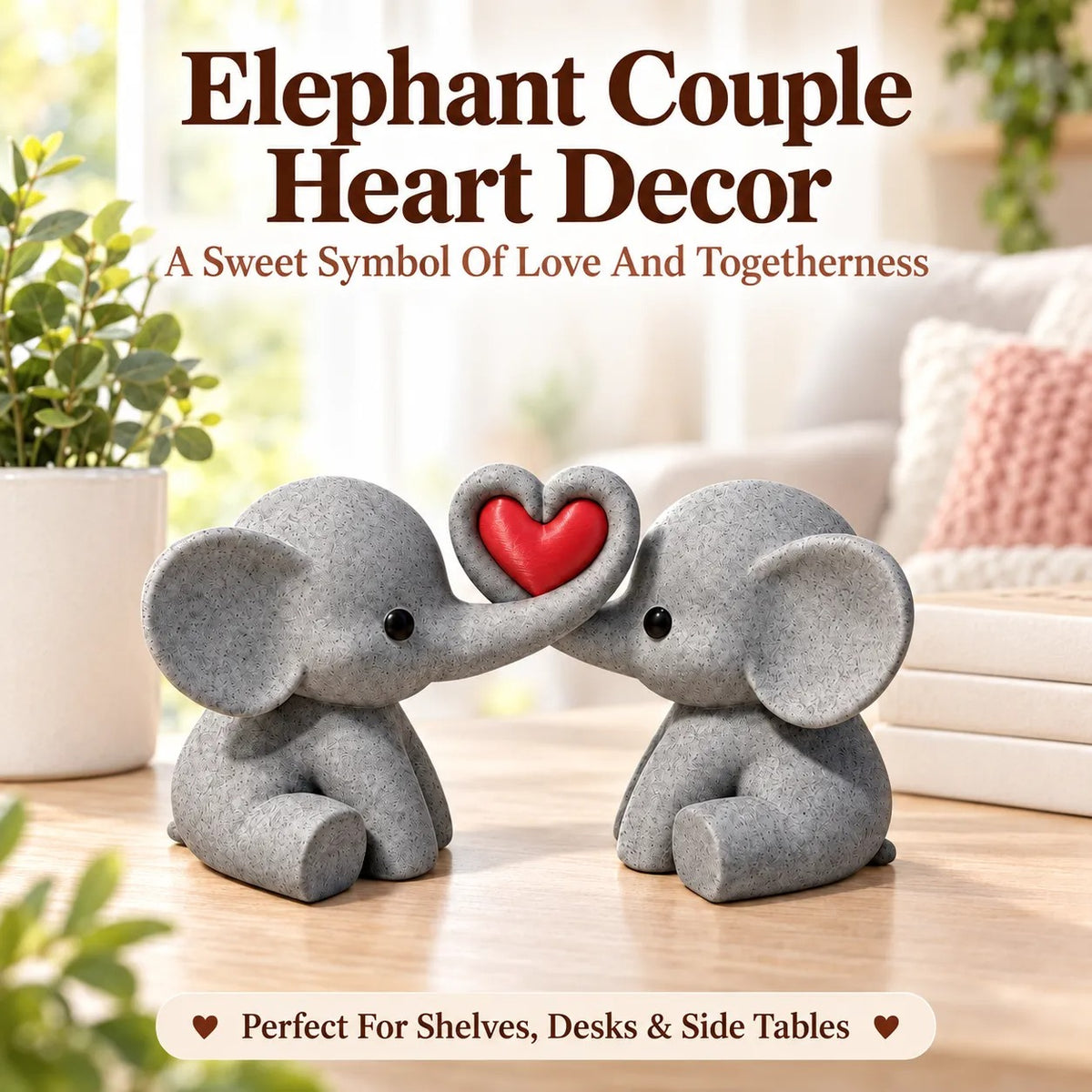 🐘 Elephant Couple Heart Decor – A Sweet Symbol of Love & Togetherness
