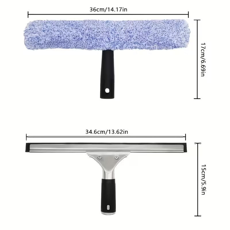2pcs Streak-Free Window Cleaning Tool with Squeegee And Cloths