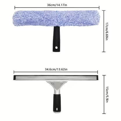2pcs Streak-Free Window Cleaning Tool with Squeegee And Cloths