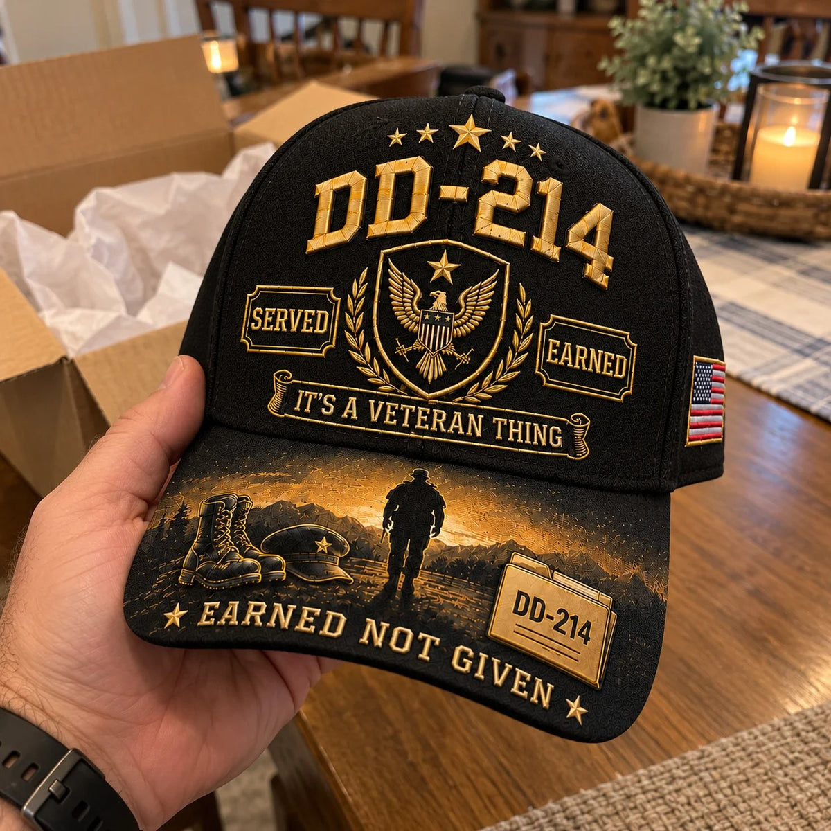 100% Handmade DD-214 Veteran Honor Embroidered Cap (𝗧𝗵𝗼𝗺𝗮𝘀 𝗠𝗶𝗹𝗹𝗲𝗿 𝐇𝐚𝐧𝐝𝐦𝐚𝐝𝐞®)-Buy 2 Get Extra 10% Off