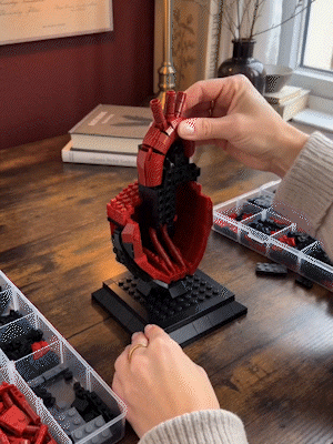 Gothic flaming heart rose brick set assembly