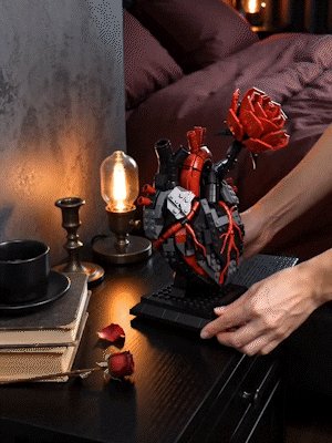 Finished Gothic Flaming Heart Rose brick set