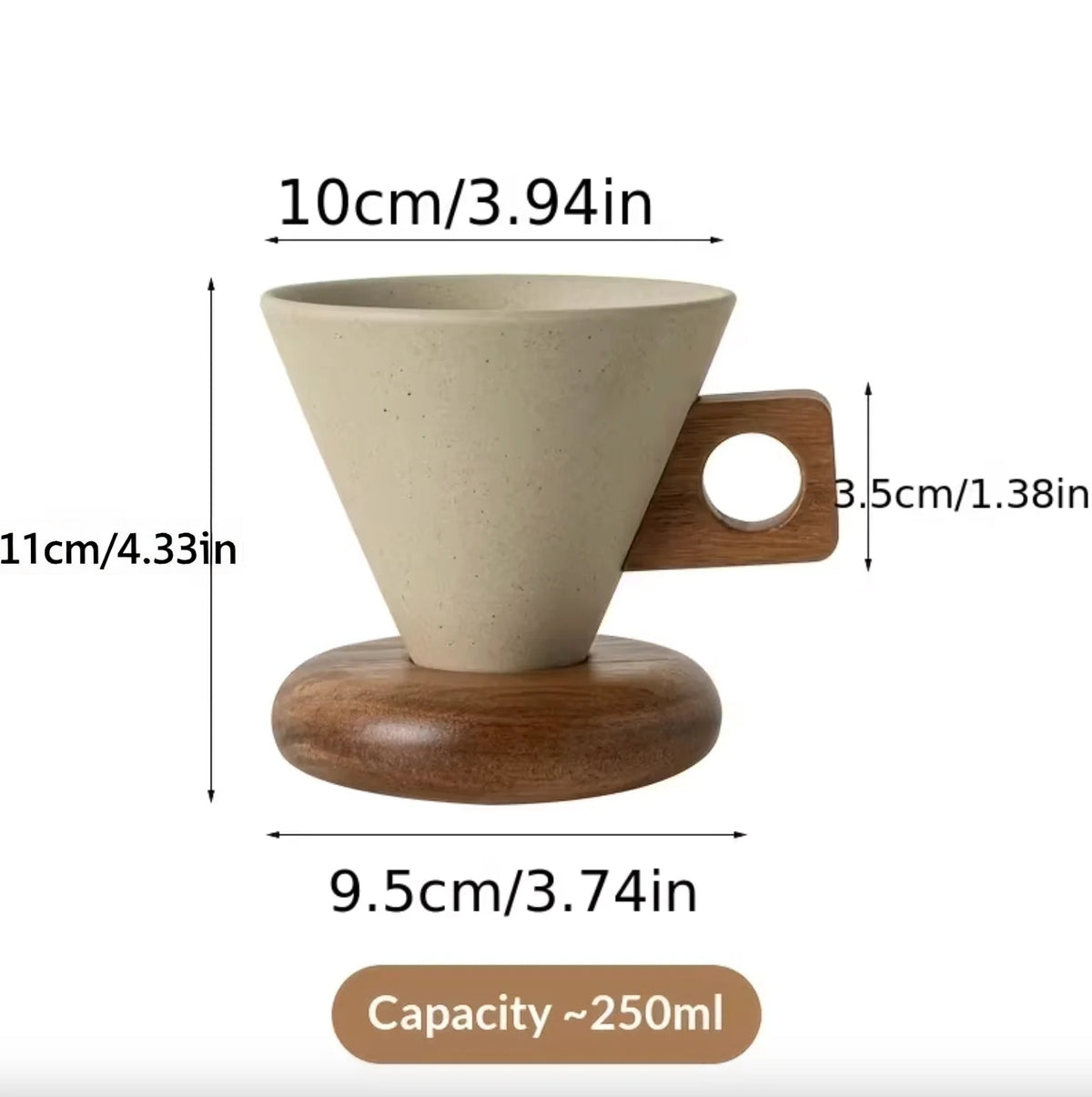 Sora Wood Handle Coffee Cup – 250ml