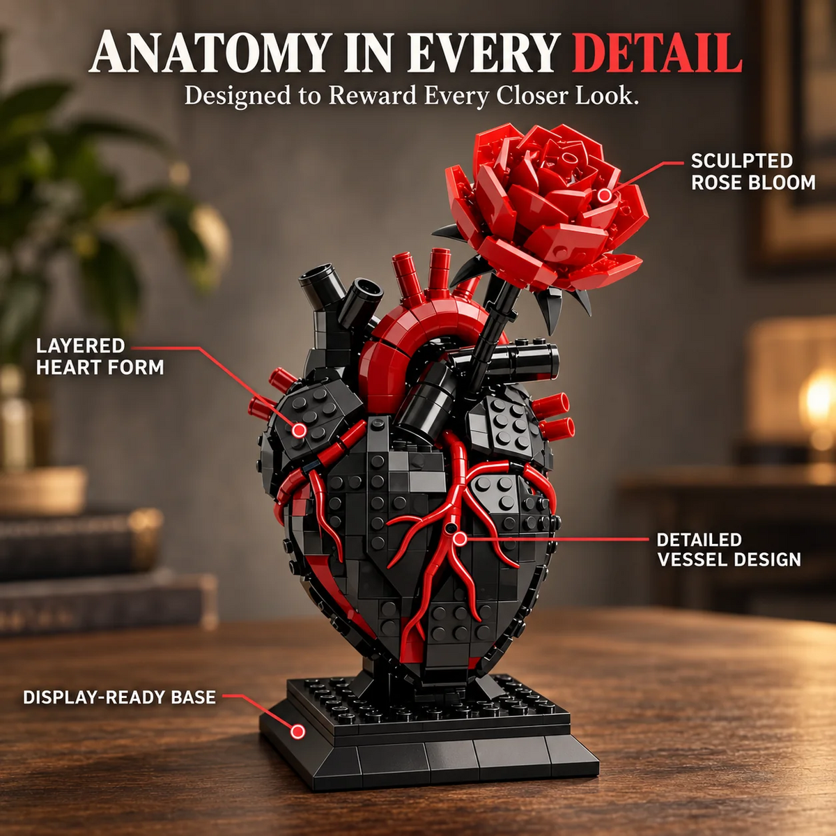 Gothic heart rose display