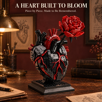 🌹 My Heart Is Still Yours – 🫀 Gothic Flaming Heart Rose Gift Brick Set