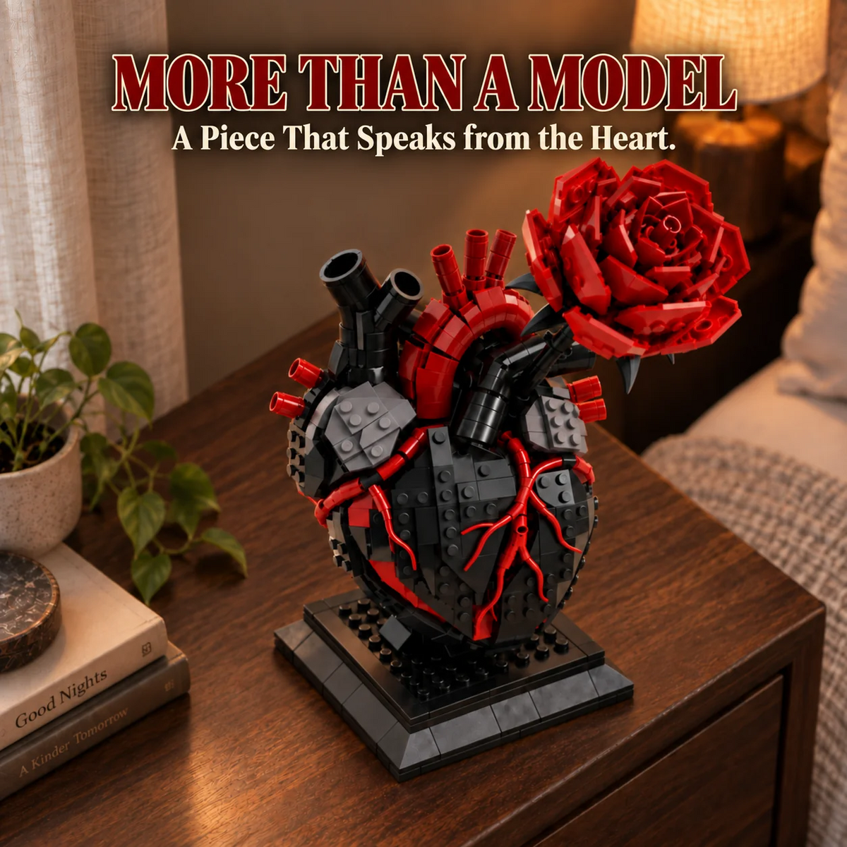 🌹 My Heart Is Still Yours – 🫀 Gothic Flaming Heart Rose Gift Brick Set