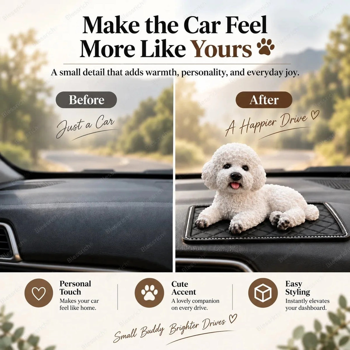 Poodle Car Ornament – The Cutest Dashboard Upgrade 🐶✨