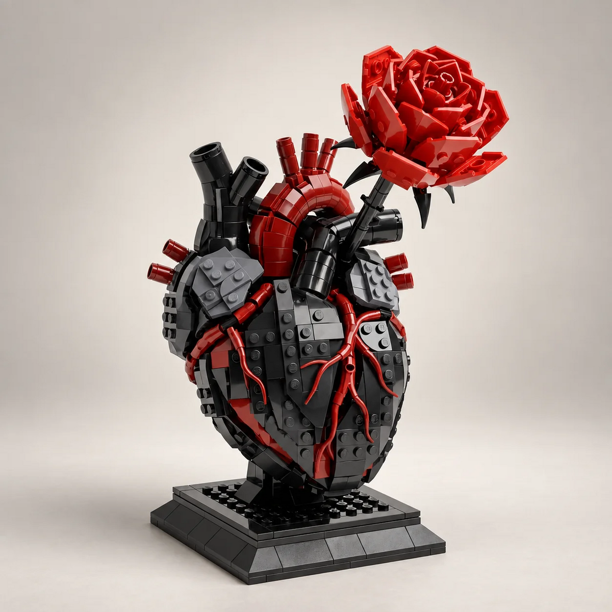 🌹 My Heart Is Still Yours – 🫀 Gothic Flaming Heart Rose Gift Brick Set