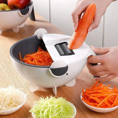 9 in 1 Multifunction Magic Rotate Vegetable Cutter with Drain Basket Large Capacity