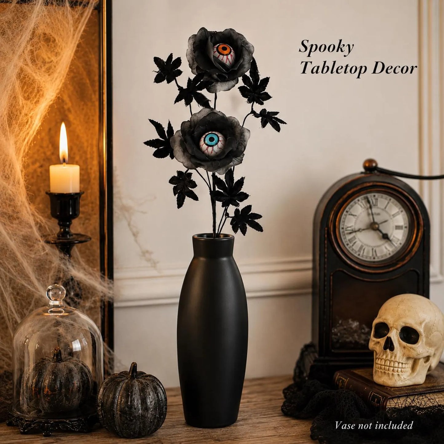 Halloween Eyeball Rose Stem, Gothic Artificial Flower Decor