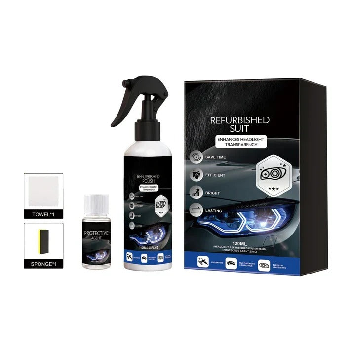 Automotive headlamp restoration kit ready for use