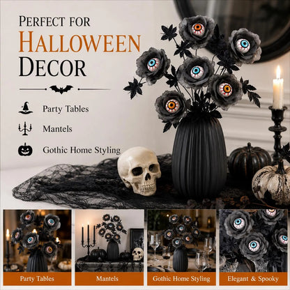 Halloween Eyeball Rose Stem, Gothic Artificial Flower Decor