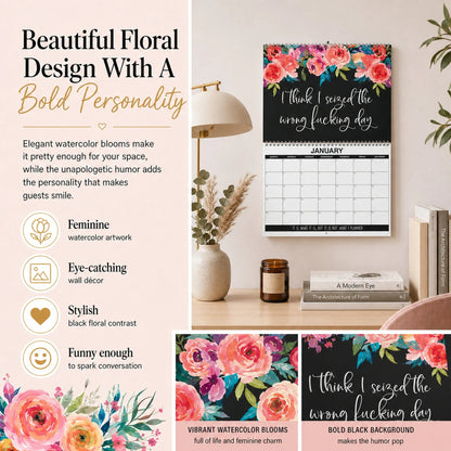 2027 Funny Swear Word Wall Calendar – 'Fu*k It' Floral Calendar for Tired-Ass Women