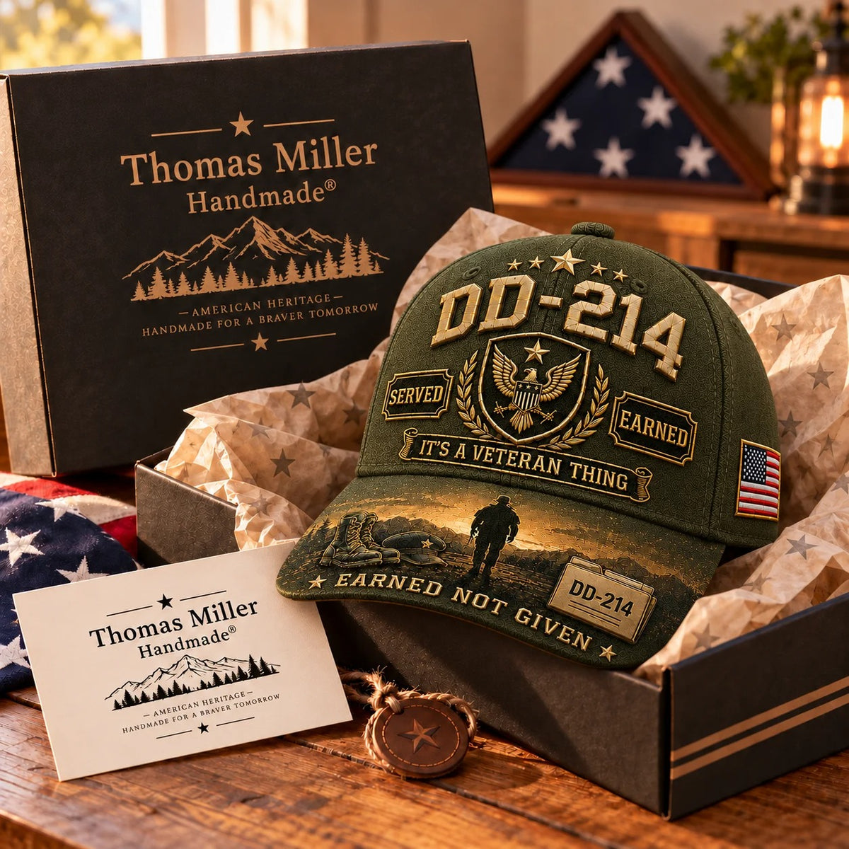 100% Handmade DD-214 Veteran Honor Embroidered Cap (𝗧𝗵𝗼𝗺𝗮𝘀 𝗠𝗶𝗹𝗹𝗲𝗿 𝐇𝐚𝐧𝐝𝐦𝐚𝐝𝐞®)-Buy 2 Get Extra 10% Off