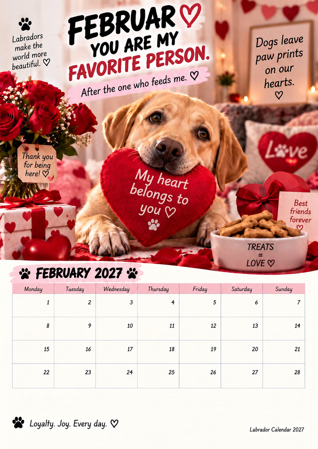 🐾🐶Labrador Calendar 2027 – Funny 12-Month Wall Calendar for Labrador Lovers & Dog Owners