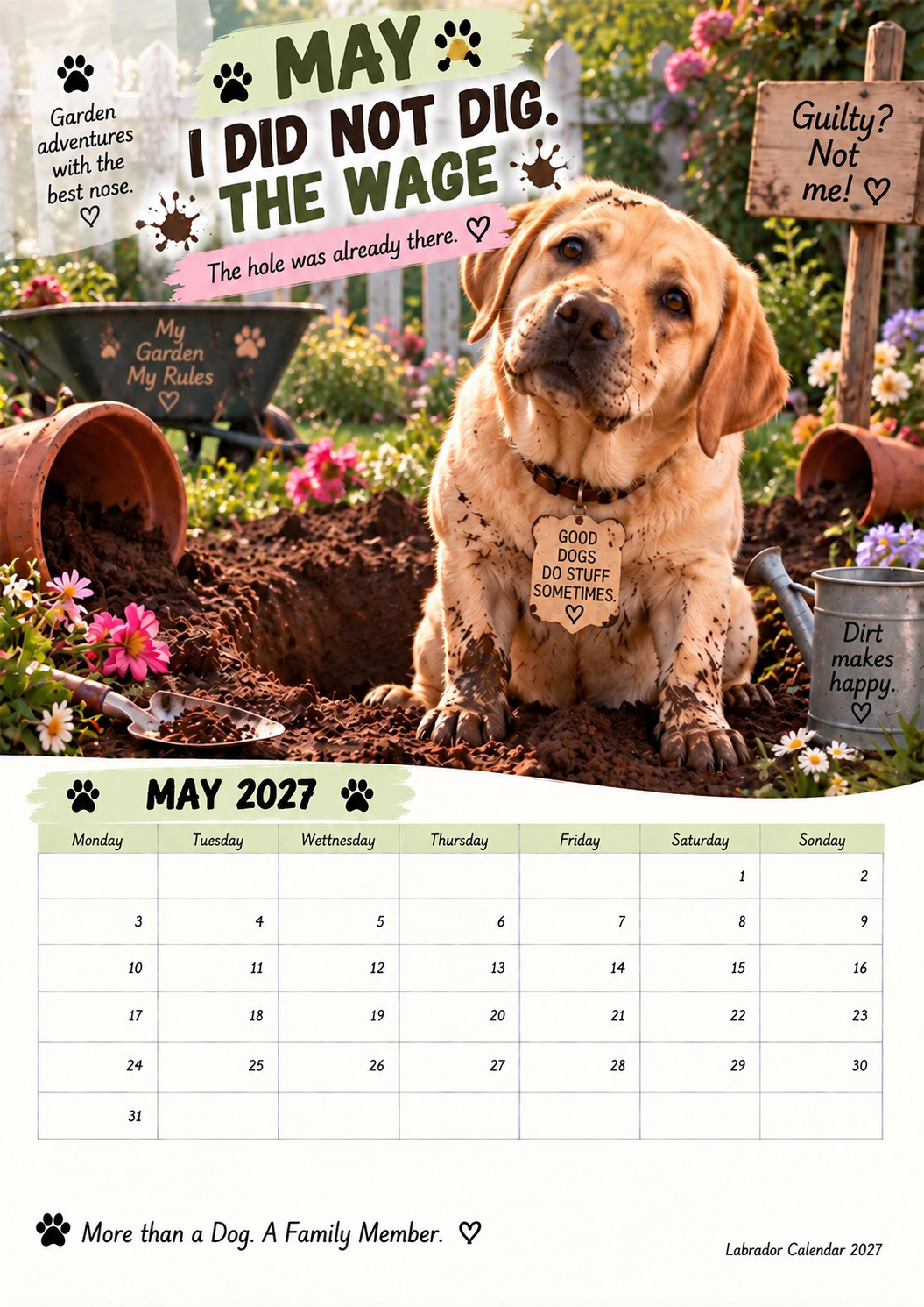 🐾🐶Labrador Calendar 2027 – Funny 12-Month Wall Calendar for Labrador Lovers & Dog Owners
