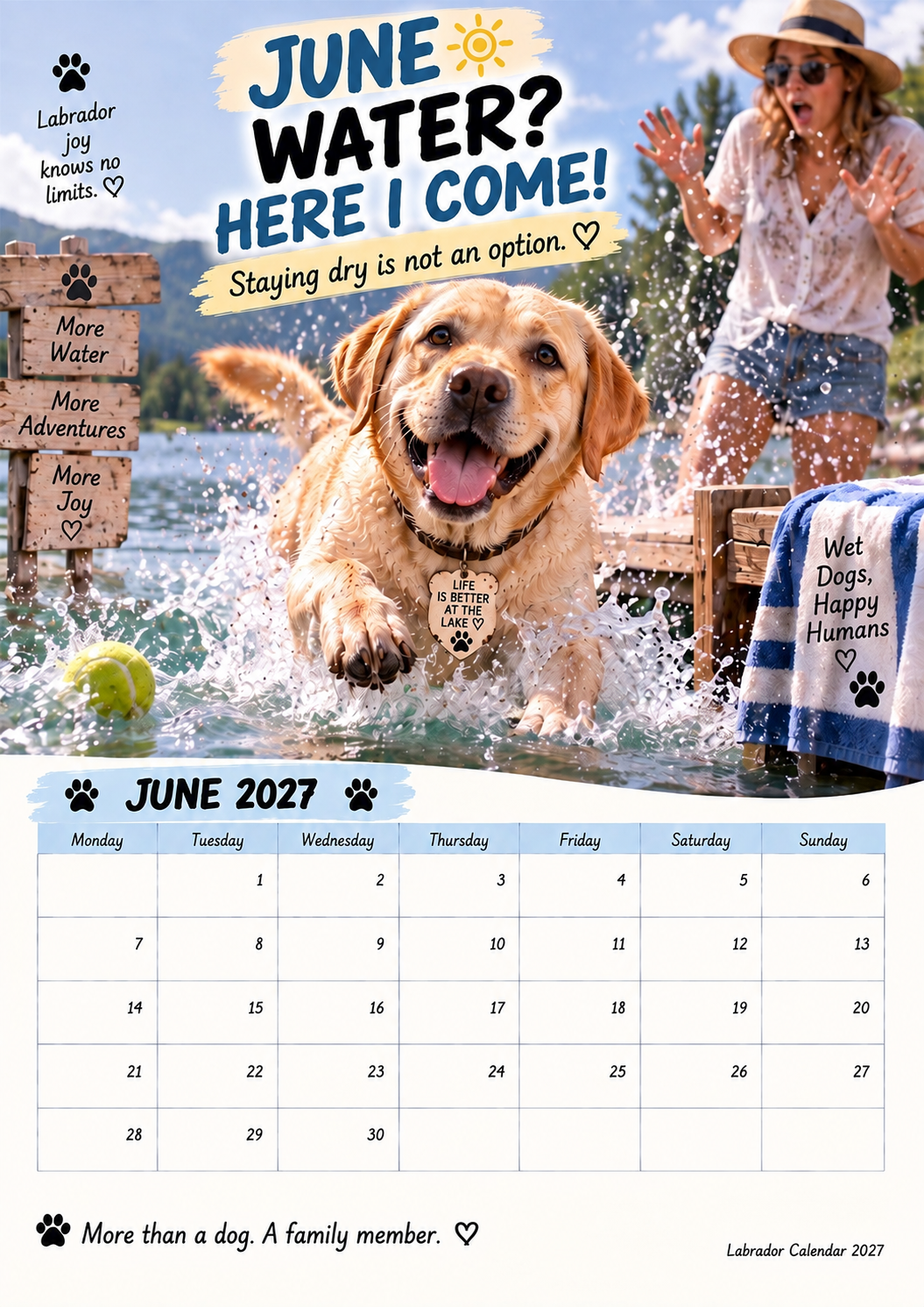 🐾🐶Labrador Calendar 2027 – Funny 12-Month Wall Calendar for Labrador Lovers & Dog Owners