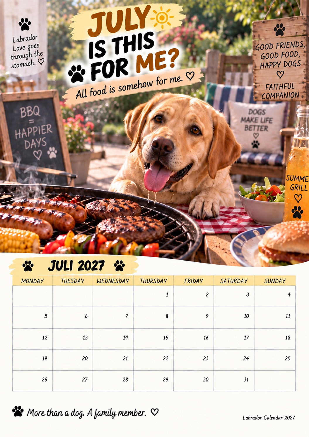 🐾🐶Labrador Calendar 2027 – Funny 12-Month Wall Calendar for Labrador Lovers & Dog Owners