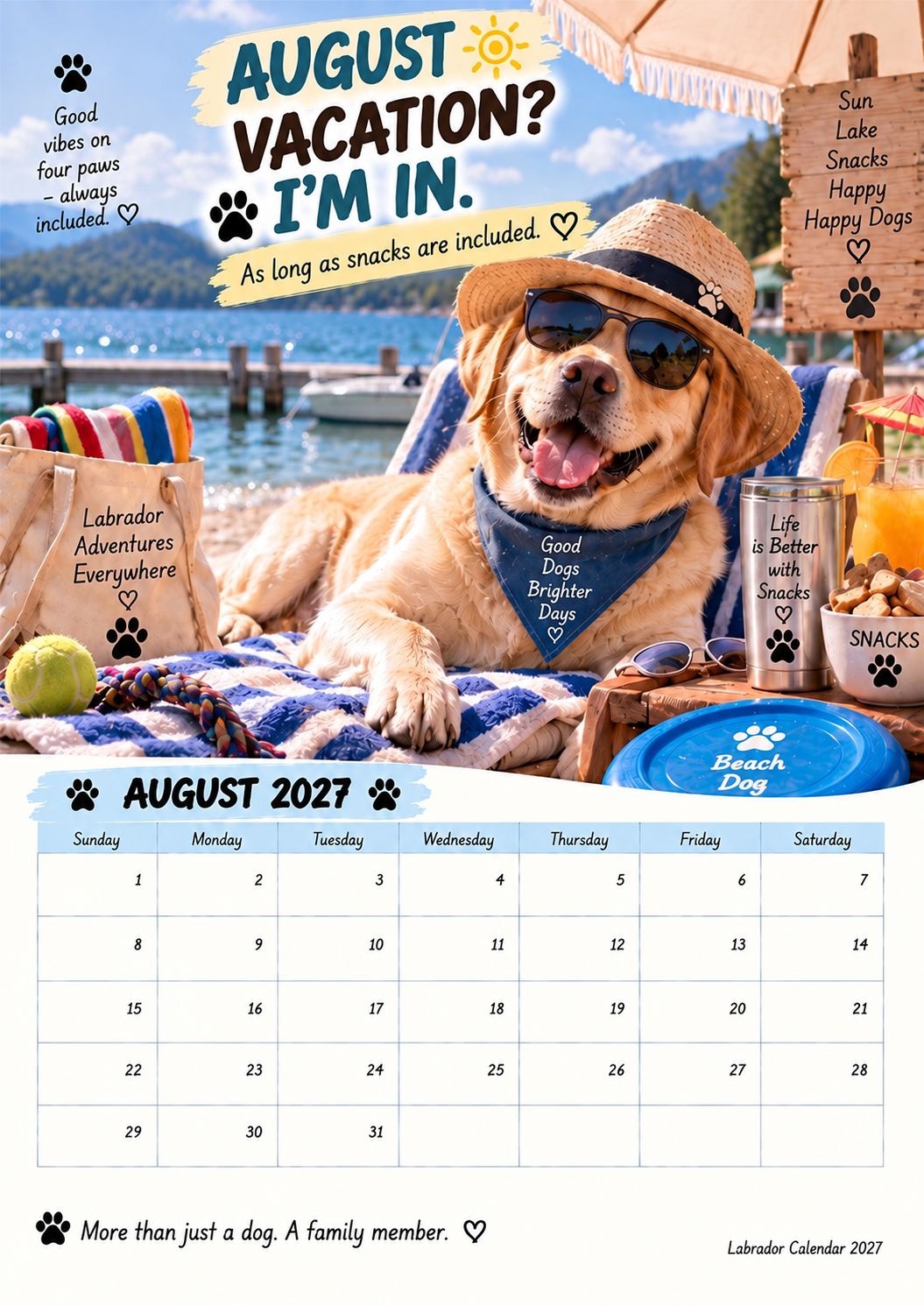 🐾🐶Labrador Calendar 2027 – Funny 12-Month Wall Calendar for Labrador Lovers & Dog Owners