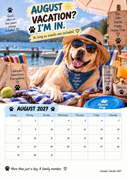 🐾🐶Labrador Calendar 2027 – Funny 12-Month Wall Calendar for Labrador Lovers & Dog Owners