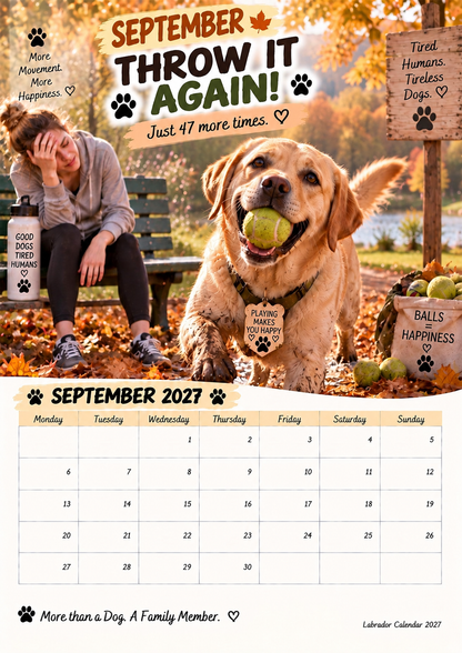 🐾🐶Labrador Calendar 2027 – Funny 12-Month Wall Calendar for Labrador Lovers & Dog Owners
