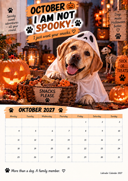 🐾🐶Labrador Calendar 2027 – Funny 12-Month Wall Calendar for Labrador Lovers & Dog Owners