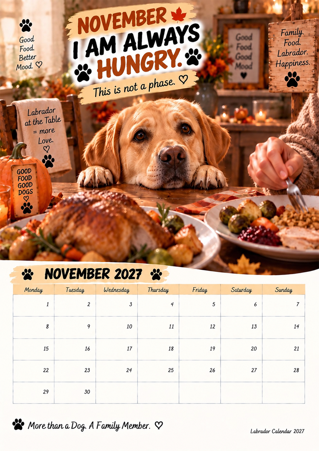 🐾🐶Labrador Calendar 2027 – Funny 12-Month Wall Calendar for Labrador Lovers & Dog Owners