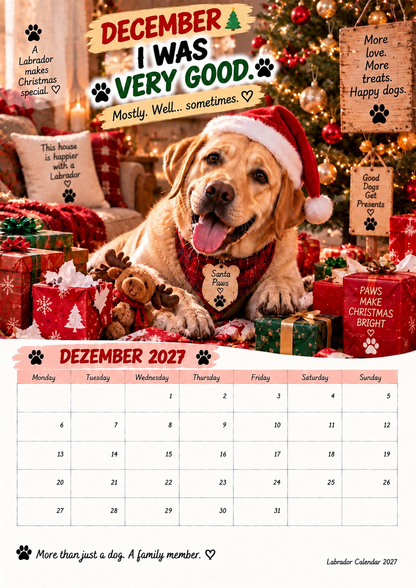 🐾🐶Labrador Calendar 2027 – Funny 12-Month Wall Calendar for Labrador Lovers & Dog Owners