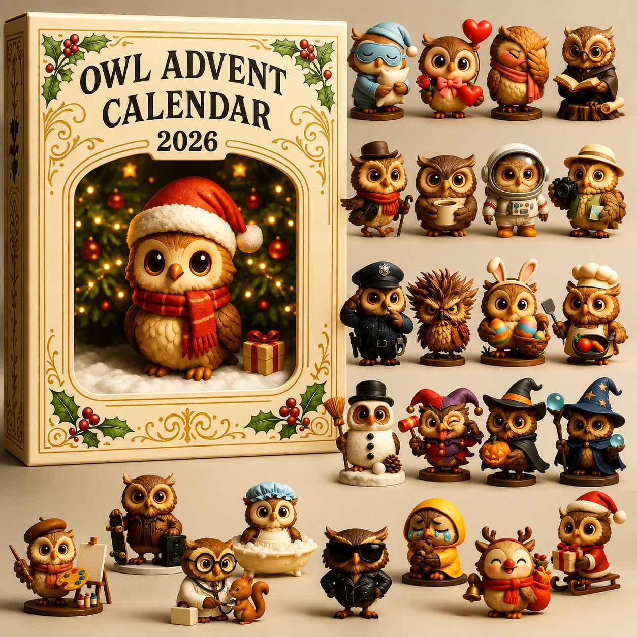 2026 Owl Advent Calendar with its owl character collection