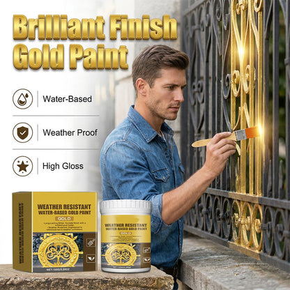 ✨ 50K+ SOLD! 50% OFF! Weather Resistant Gold Paint – Water‑based, brilliant shine. Safe for metal, wood & stone. Lasts rain or shine! 🖌️💛