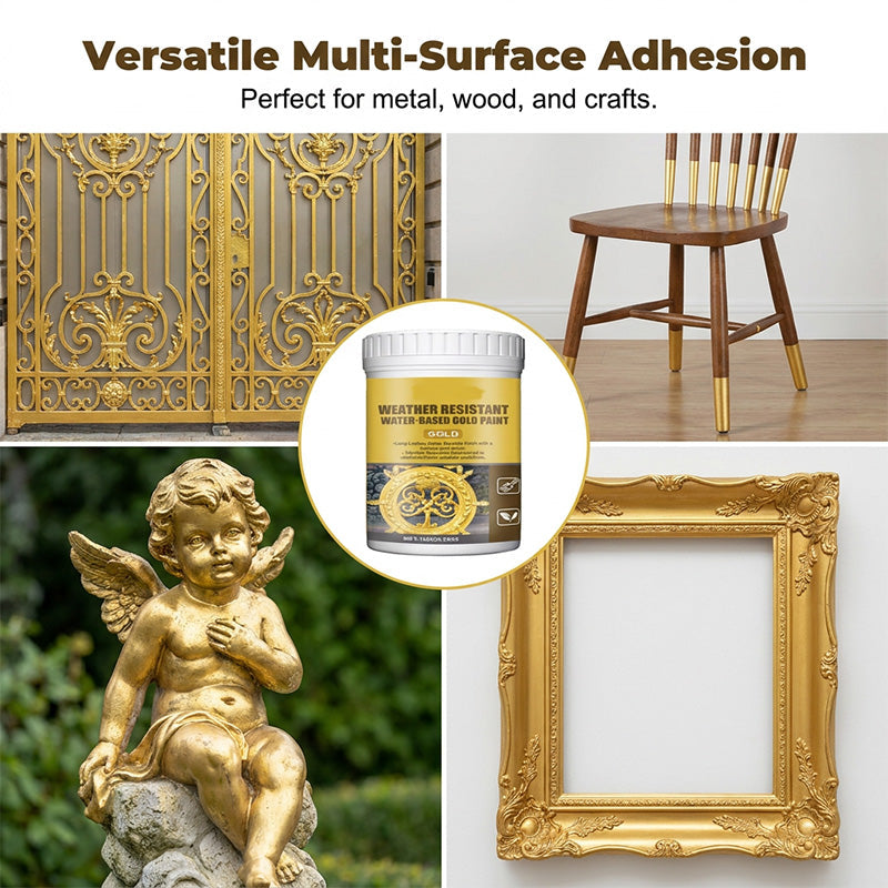 ✨ 50K+ SOLD! 50% OFF! Weather Resistant Gold Paint – Water‑based, brilliant shine. Safe for metal, wood & stone. Lasts rain or shine! 🖌️💛