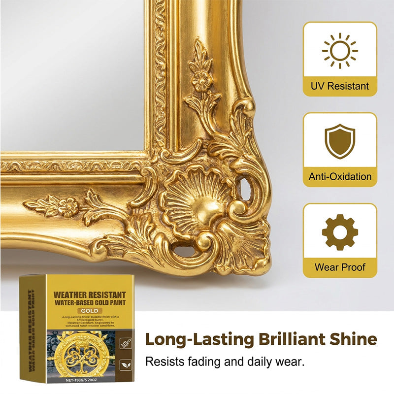 ✨ 50K+ SOLD! 50% OFF! Weather Resistant Gold Paint – Water‑based, brilliant shine. Safe for metal, wood & stone. Lasts rain or shine! 🖌️💛