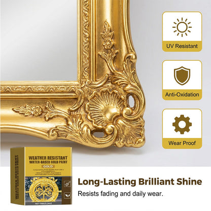 ✨ 50K+ SOLD! 50% OFF! Weather Resistant Gold Paint – Water‑based, brilliant shine. Safe for metal, wood & stone. Lasts rain or shine! 🖌️💛