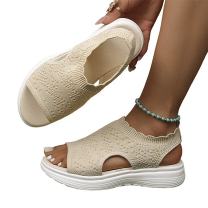 🏝️👡Women's Breathable Knit Platform Sandals🎁