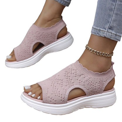 🏝️👡Women's Breathable Knit Platform Sandals🎁