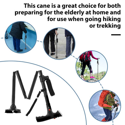 🦯💡 LIMITED-TIME 50% OFF! Multifunction Folding Walking Cane – Built-In Light, Emergency Alarm, Quad Base & 5-Level Height Adjustment