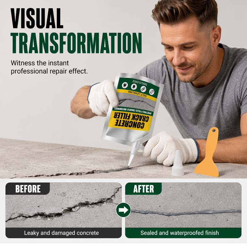 🏆 Last Day Special Price $16.99 ! 🔥Buy 2 Get 1 Free🎁Waterproof Concrete Crack Filler & Sealant