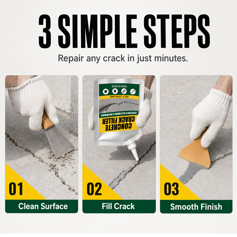 🏆 Last Day Special Price $16.99 ! 🔥Buy 2 Get 1 Free🎁Waterproof Concrete Crack Filler & Sealant