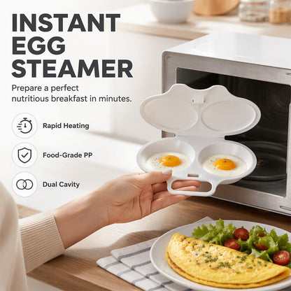 🥚✨ BUY 1 GET 1 FREE! Dual-Cavity Microwave Egg Poacher | Quick & Healthy Breakfast in Minutes 🍳