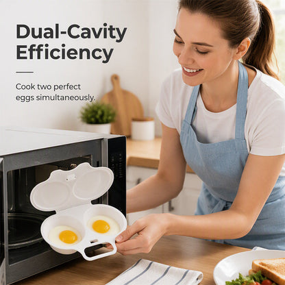 🥚✨ BUY 1 GET 1 FREE! Dual-Cavity Microwave Egg Poacher | Quick & Healthy Breakfast in Minutes 🍳