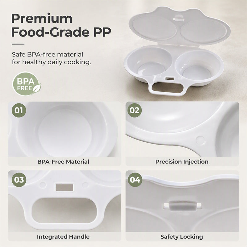 🥚✨ BUY 1 GET 1 FREE! Dual-Cavity Microwave Egg Poacher | Quick & Healthy Breakfast in Minutes 🍳