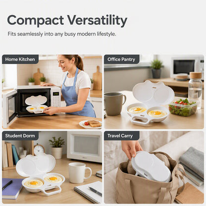 🥚✨ BUY 1 GET 1 FREE! Dual-Cavity Microwave Egg Poacher | Quick & Healthy Breakfast in Minutes 🍳