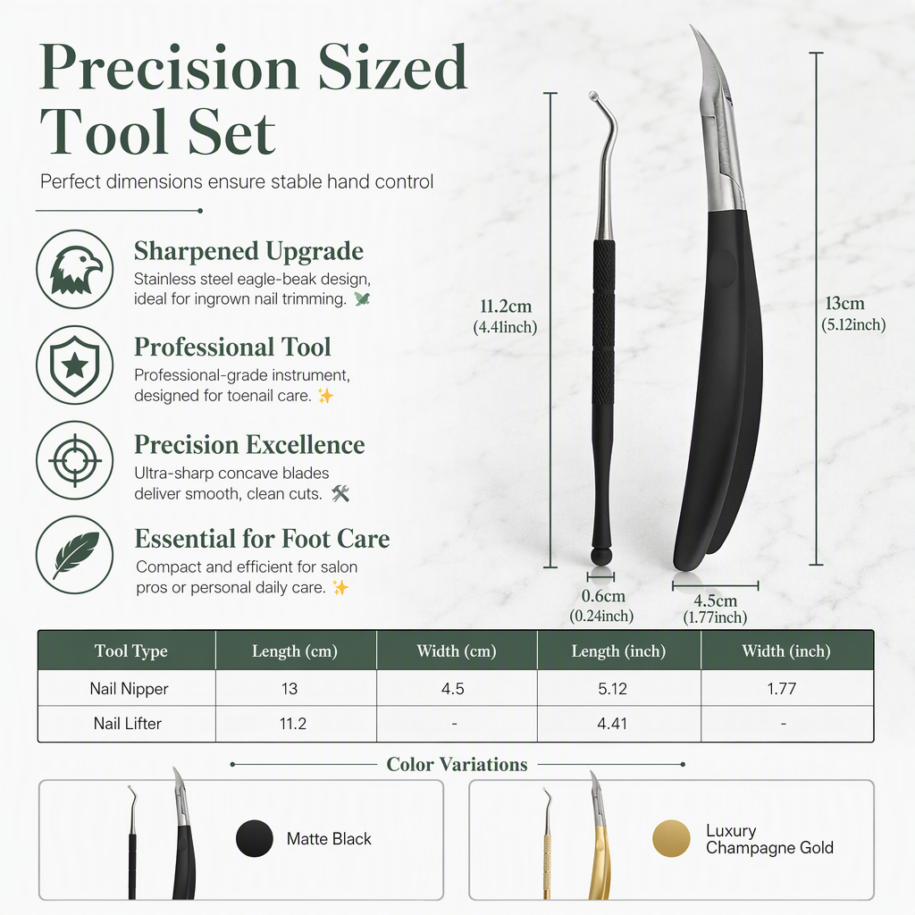 📢📢40% OFF !! ⏰Stainless Steel Ingrown Toenail Clipper and Dead Skin Nipper 2 Piece Manicure Set