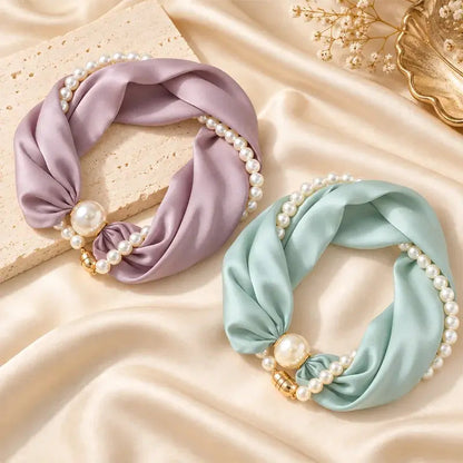 📿 50% off 🧣 Pearl Scarf Necklace – Timeless Elegance, Adjustable Bow & Piercing-Free Jewellery 🤍