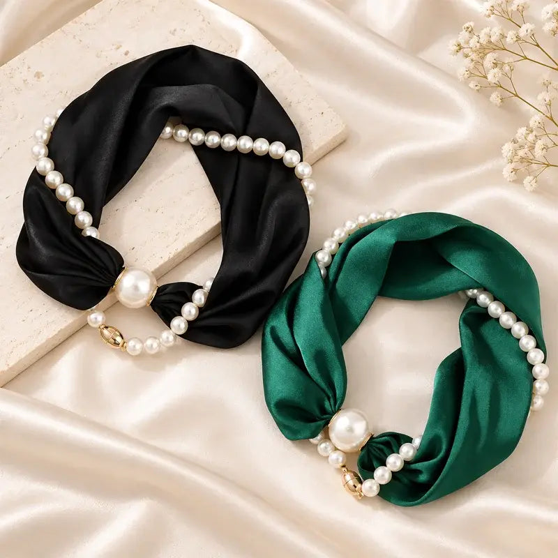 📿 50% off 🧣 Pearl Scarf Necklace – Timeless Elegance, Adjustable Bow & Piercing-Free Jewellery 🤍
