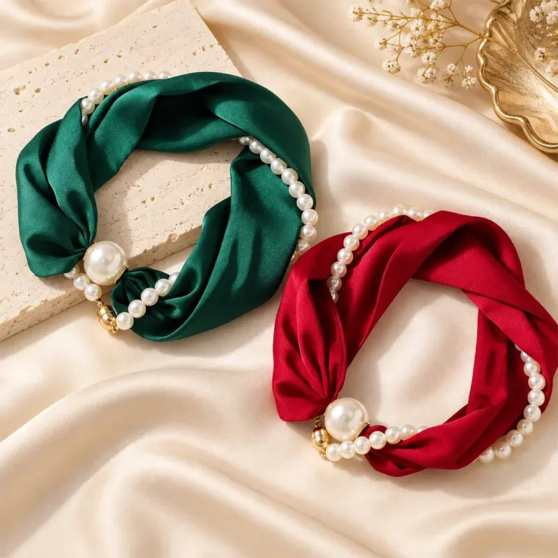 📿 50% off 🧣 Pearl Scarf Necklace – Timeless Elegance, Adjustable Bow & Piercing-Free Jewellery 🤍