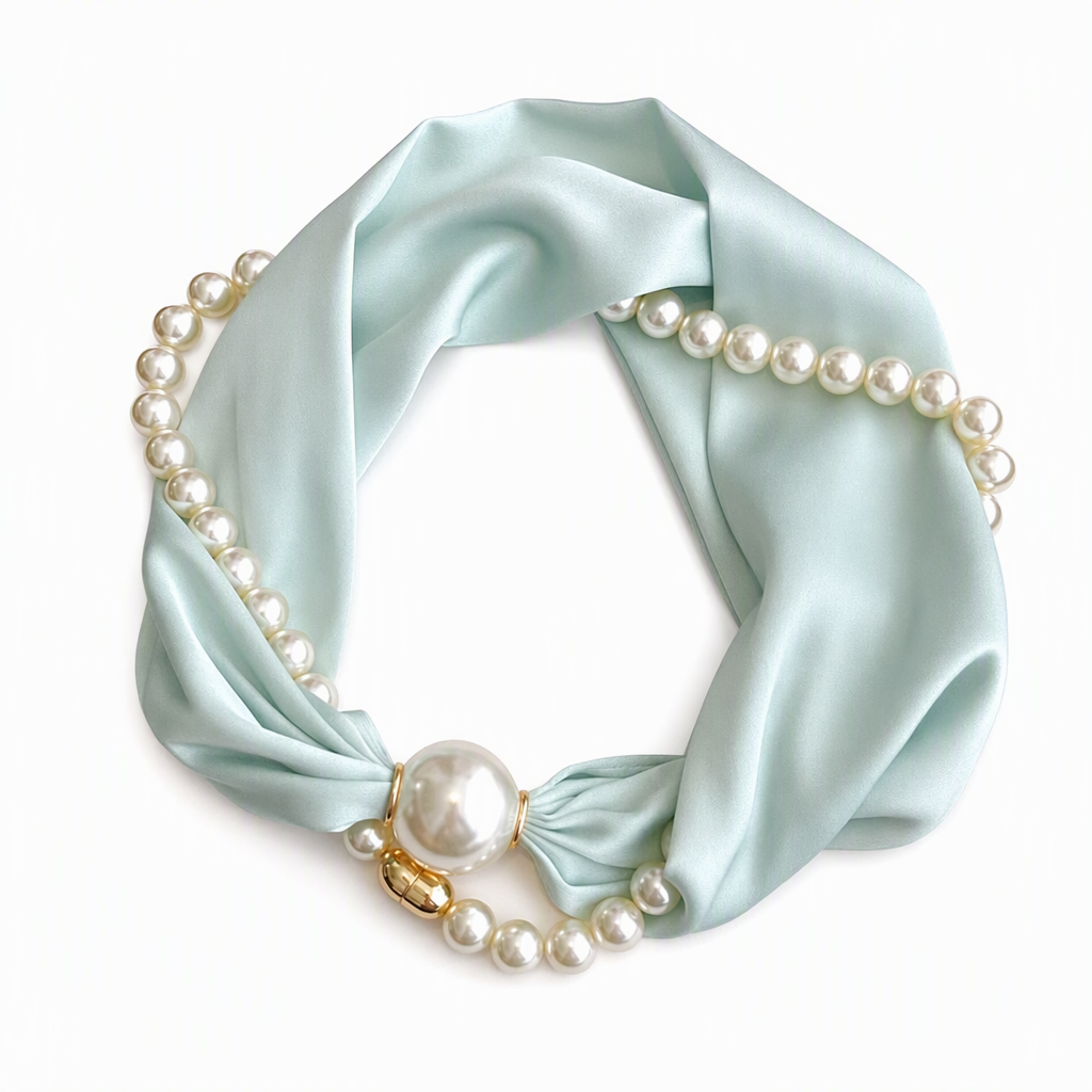 📿 50% off 🧣 Pearl Scarf Necklace – Timeless Elegance, Adjustable Bow & Piercing-Free Jewellery 🤍
