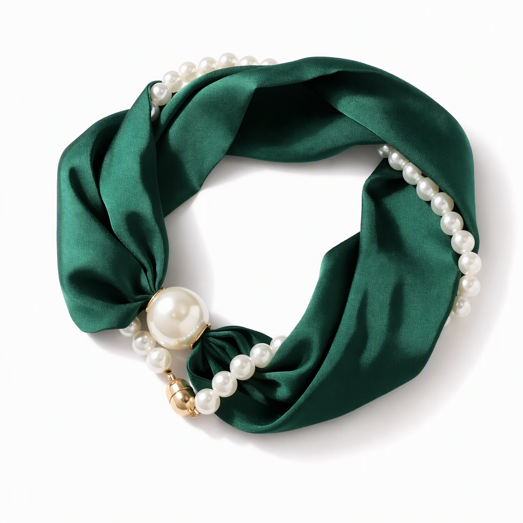 📿 50% off 🧣 Pearl Scarf Necklace – Timeless Elegance, Adjustable Bow & Piercing-Free Jewellery 🤍