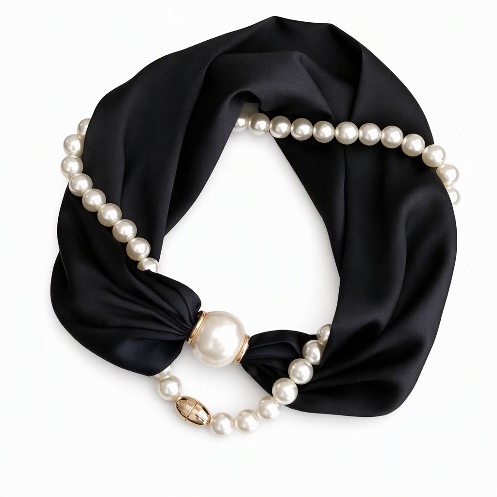📿 50% off 🧣 Pearl Scarf Necklace – Timeless Elegance, Adjustable Bow & Piercing-Free Jewellery 🤍