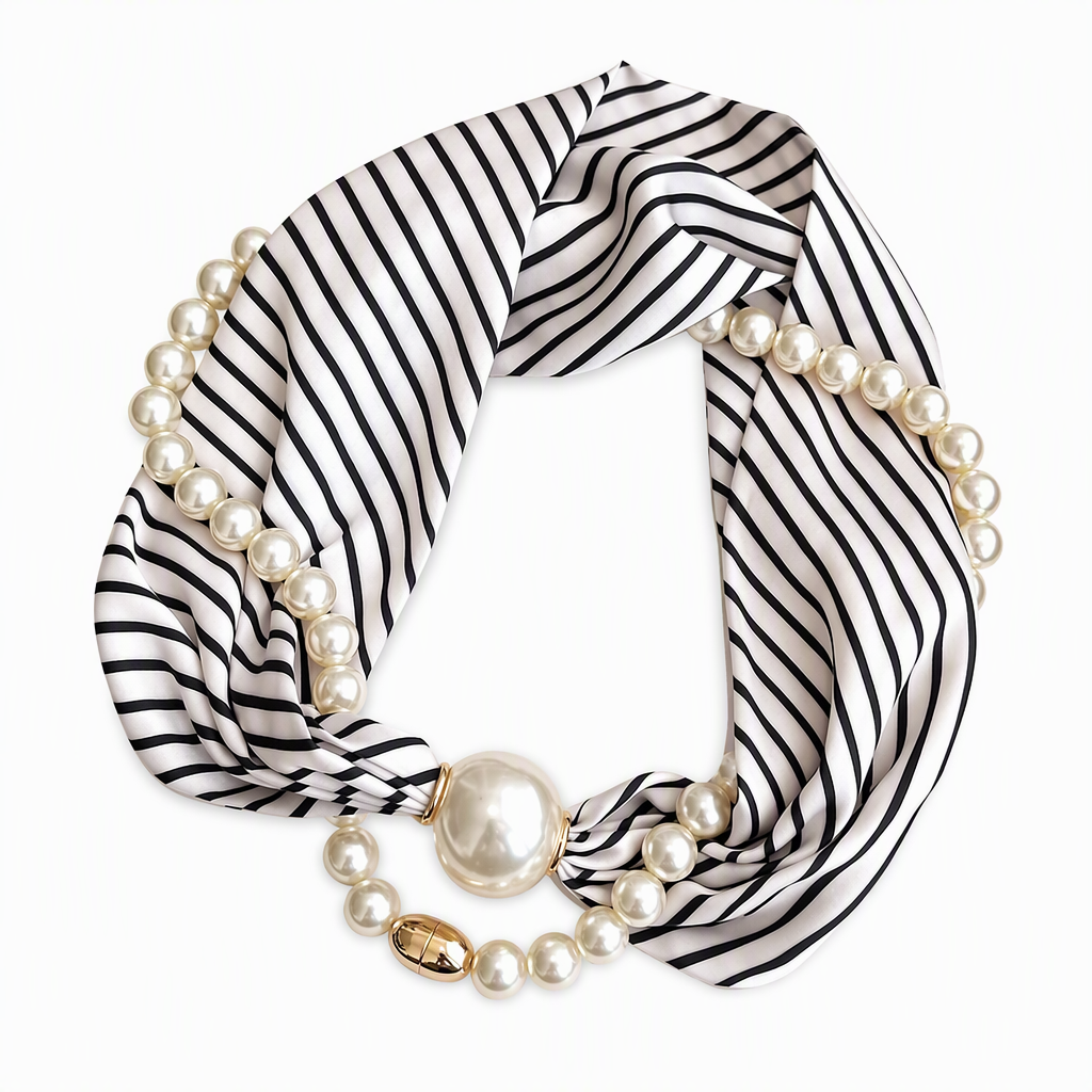 📿 50% off 🧣 Pearl Scarf Necklace – Timeless Elegance, Adjustable Bow & Piercing-Free Jewellery 🤍